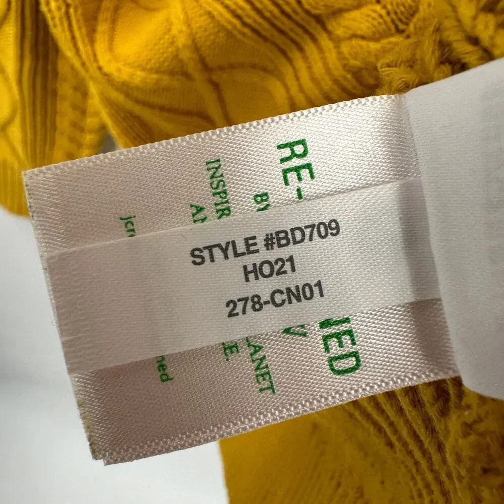 J. Crew Long Cotton Cable-Knit Mockneck Sweater in Mustard BD709 // XS